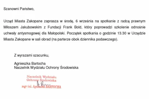 Szkolenie ws UCHWAŁY ANTYSMOGOWEJ
