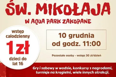 Świętuj MIKOŁAJKI w Aqua Park Zakopane