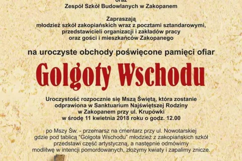Uroczyste obchody poświęcone pamięci ofiar „Golgoty Wschodu”