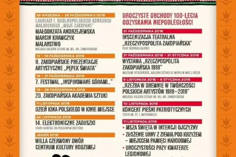 Jesienna oferta kulturalna - Zakopane 2018