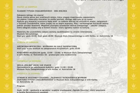 TATRZAŃSKIE MUSEALIA 2020 – ŚWIĘTO MUZEUM TATRZAŃSKIEGO