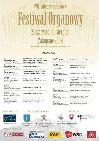 VIII Międzynarodowy Festiwal Organowy Zakopane