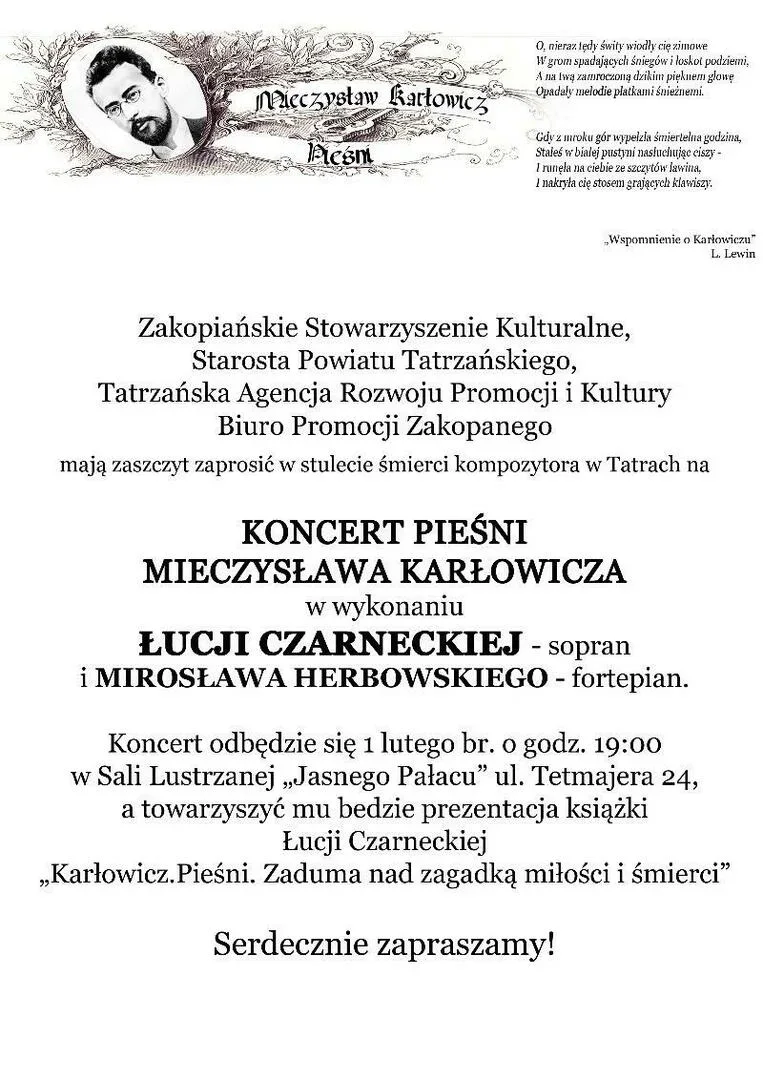 Inauguracja obchodów Roku Mieczysława Karłowicza