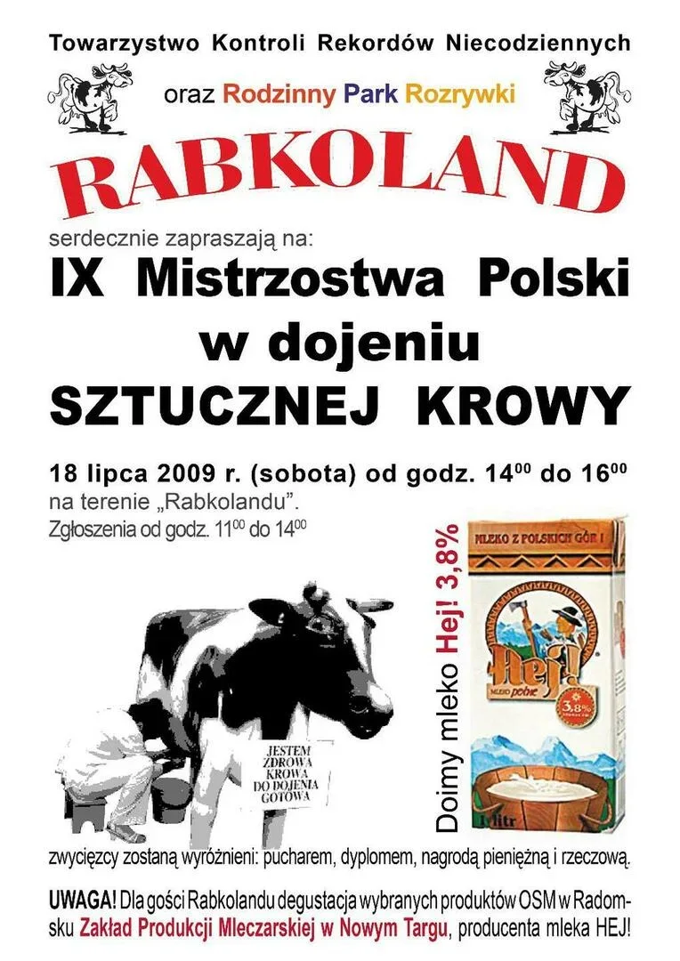 IX MISTRZOSTWA POLSKI W DOJENIU SZTUCZNEJ KROWY