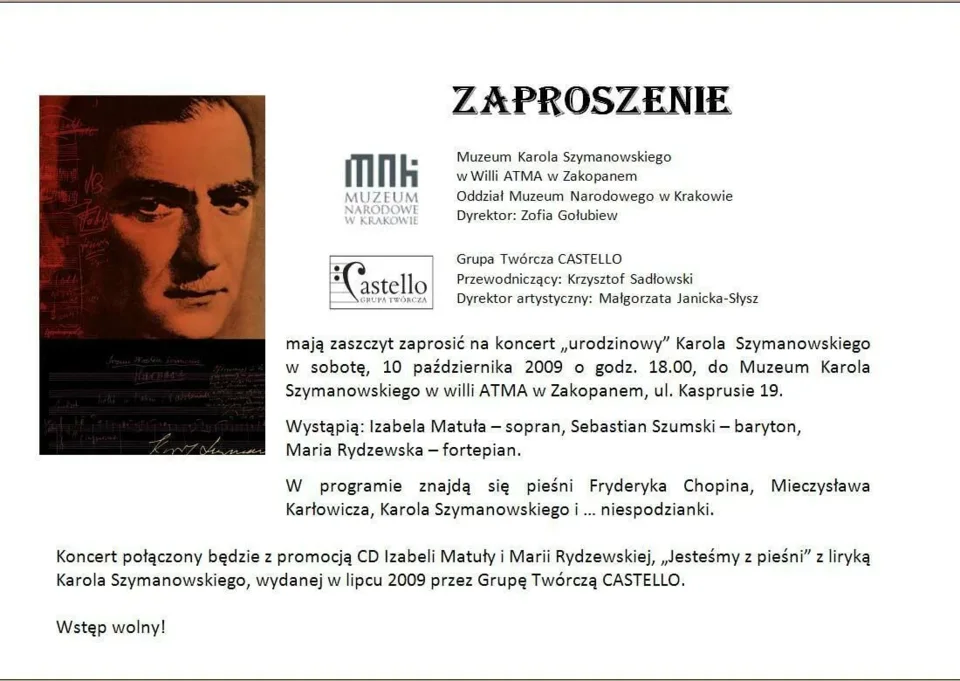 Koncert „urodzinowy” Karola Szymanowskiego