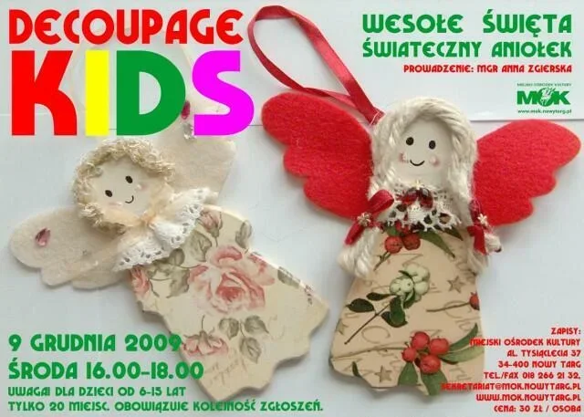 Warsztaty decoupage dla dzieci „Świąteczny aniołek”