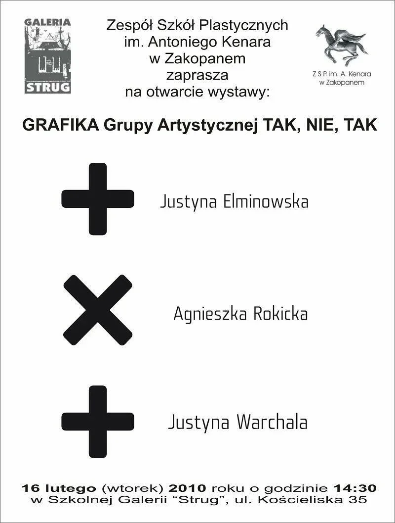 Otwarcie wystawy: GRAFIKA Grupy Artystycznej TAK, NIE, TAK