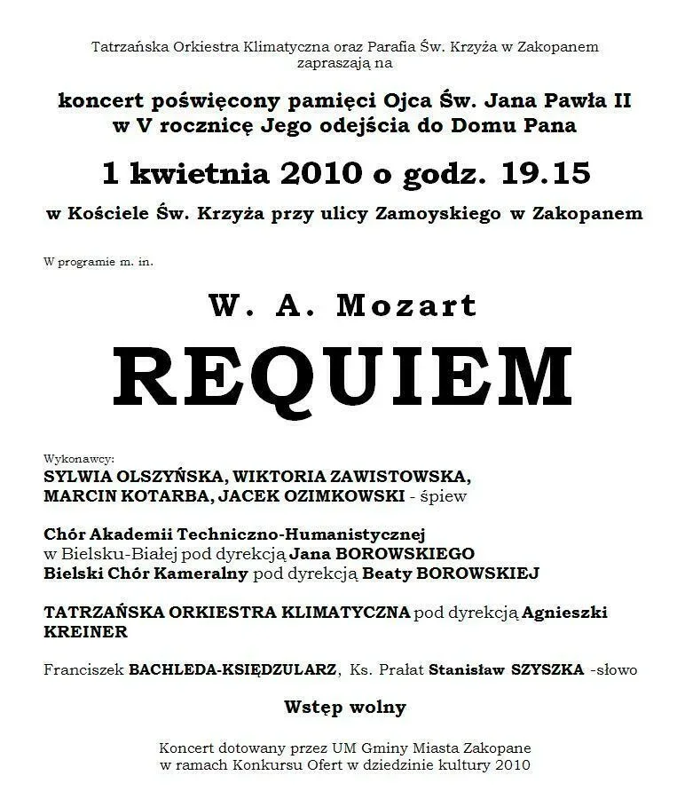 Koncert poświęcony pamięci Ojca Św. Jana Pawła II