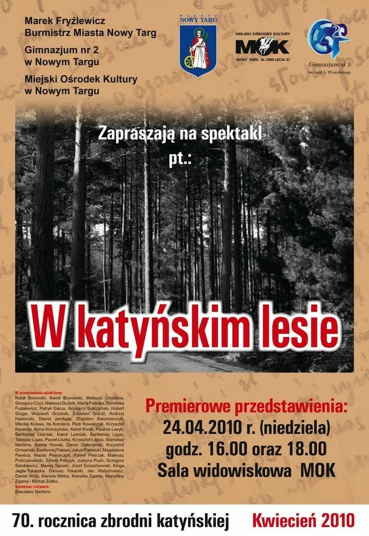 Zaproszenie na przedstawienie "W katyńskim lesie"