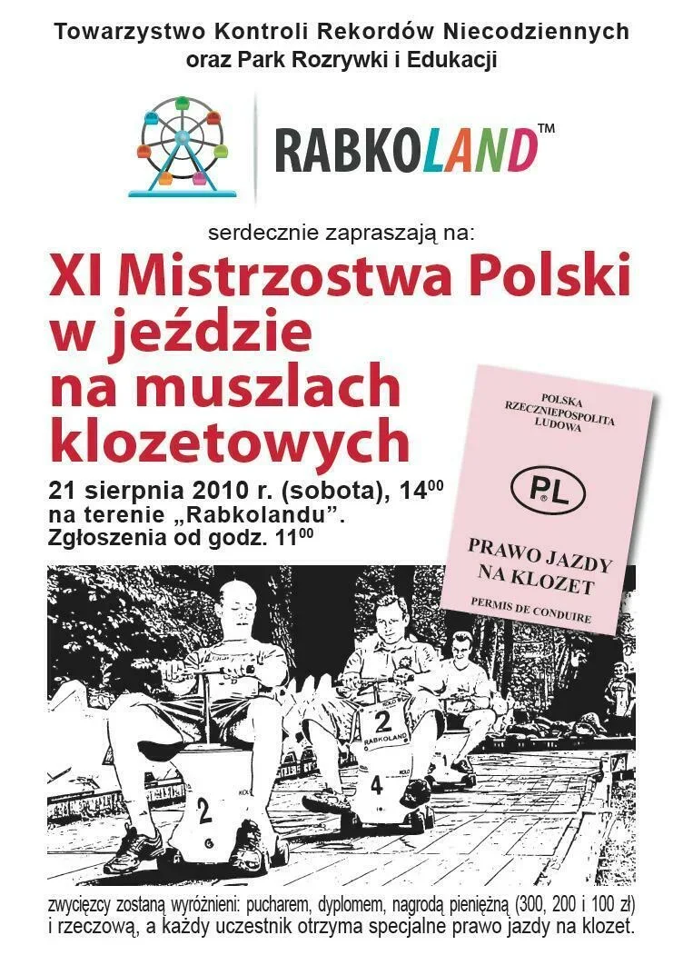 XI MISTRZOSTWA POLSKI W JEŹDZIE NA MUSZLACH KLOZETOWYCH