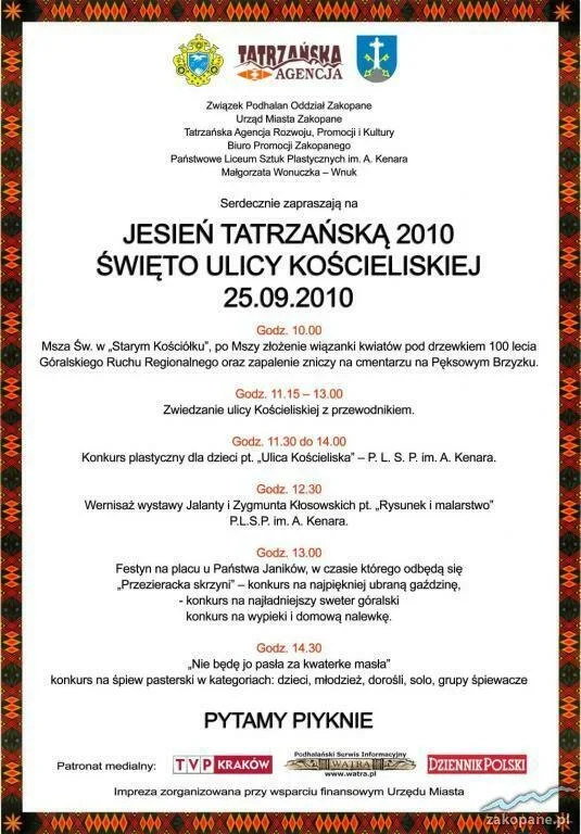 Jesień Tatrzańska, Święto ulicy Kościeliskiej