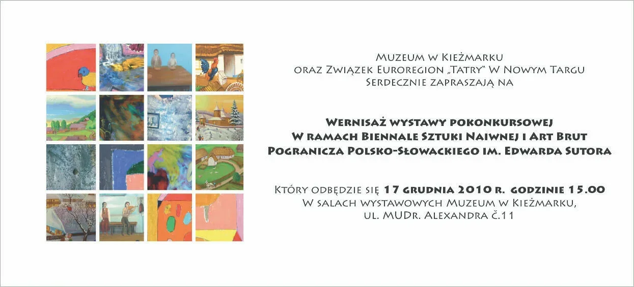 Wernisaż wystawy pokonkursowej w ramach Biennale Sztuki Naiwnej i Art Brut Pogranicza Polsko-Słowackiego im. Edwarda Sutora