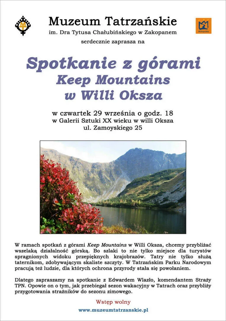 „Wieczór z Keep Mountains” - spotkanie z Edwardem Wlazło, komendantem Straży TPN
