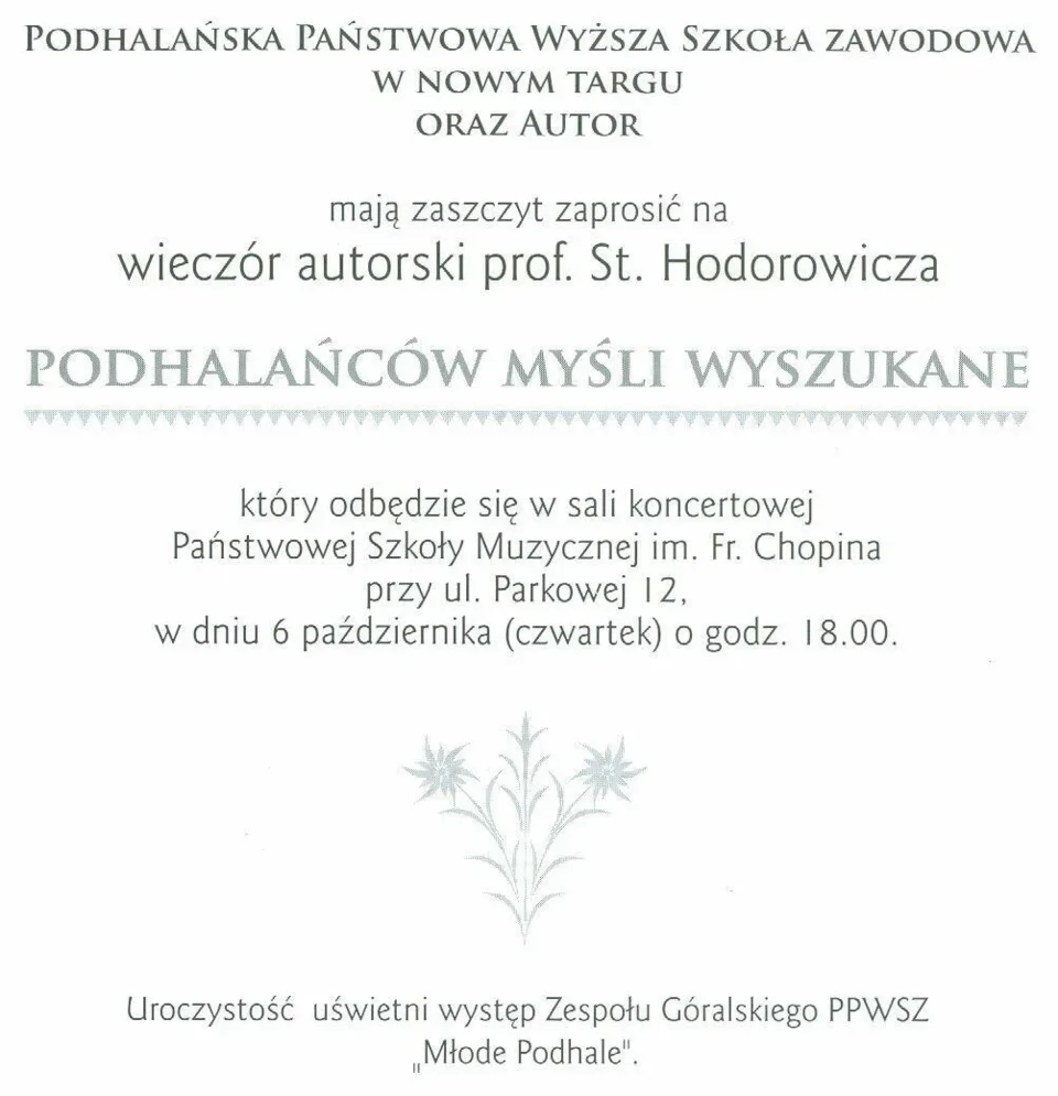 Wieczór autorski prof. dr hab. Stanisława Hodorowicza