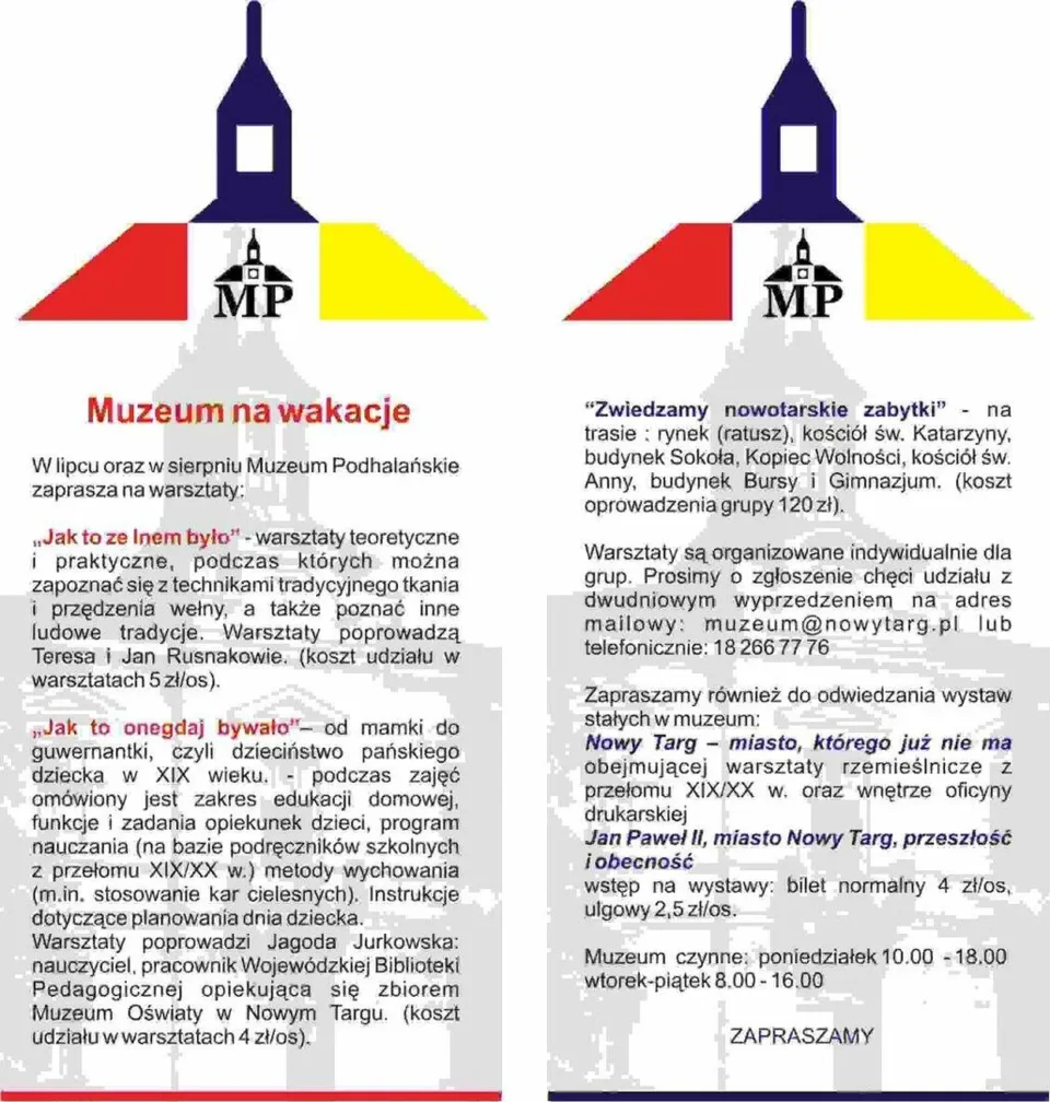 Wakacje w muzeum im. Cz. Pajerskiego w Nowym Targu