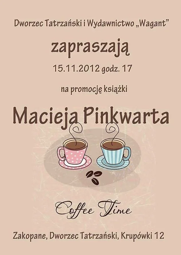 Promocja najnowszej książki Macieja Pinkwarta "Coffee time"
