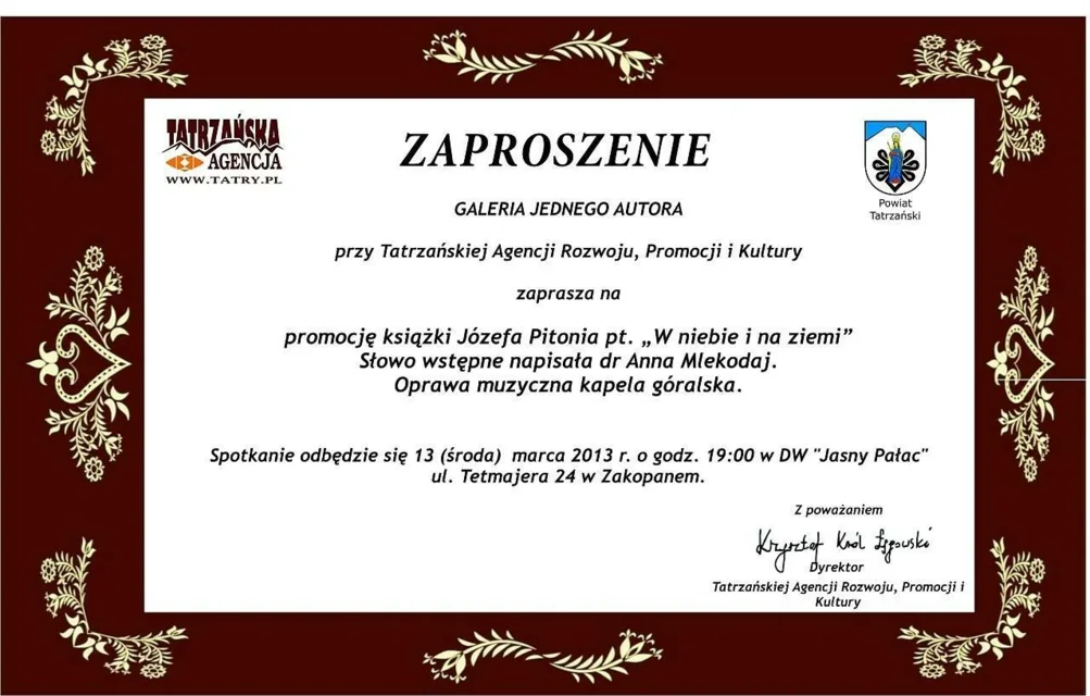 Promocja książki Józefa Pitonia "W niebie i na ziemi"