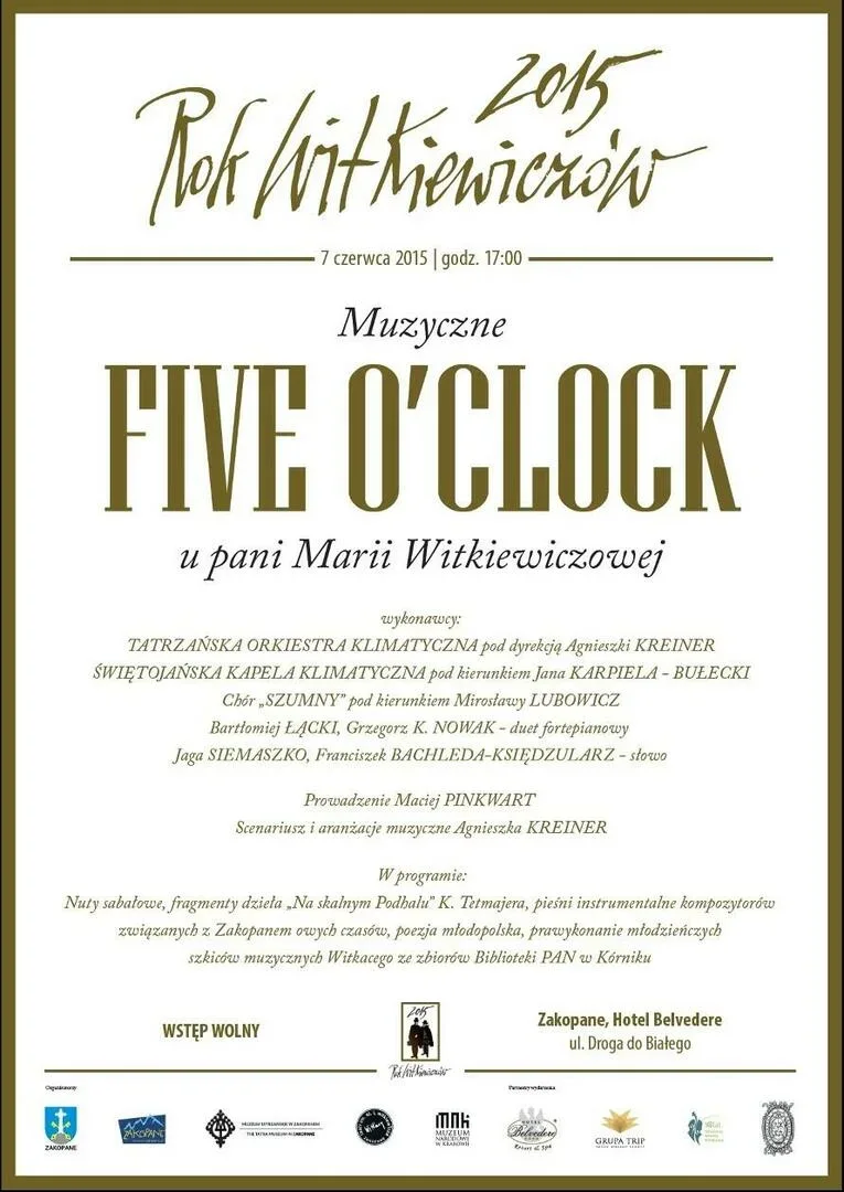 Koncert MUZYCZNE FIVE O'CLOCK u pani Marii Witkiewiczowej