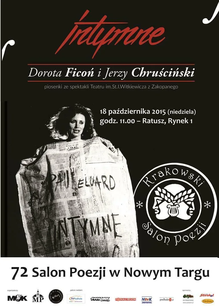 72 salon poezji w Nowym Targu pt. "Intymne" piosenki ze spektakli Teatru im. St. I. Witkiewicza w Zakopanem