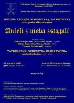 WIECZÓR Z KOLĘDĄ STAROPOLSKĄ, PATRIOTYCZNĄ I PASTORAŁKĄ UCIESZNĄ "ANIELI Z NIEBA ZSTĄPILI"