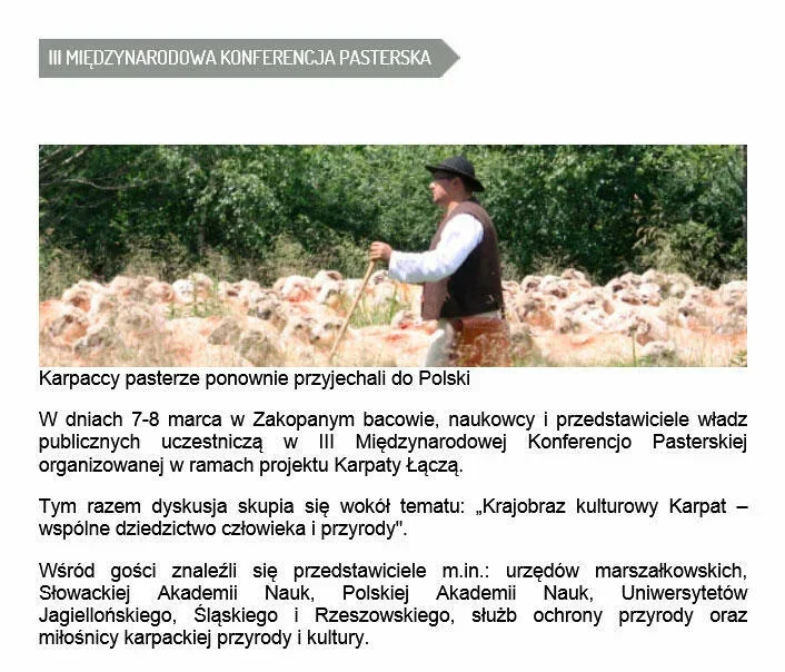 III Międzynarodowa Konferencja Pasterska organizowana w ramach projektu Karpaty Łączą