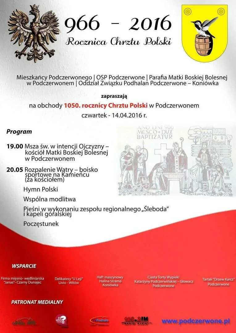 Obchody 1050. rocznicy Chrztu Polski w Podczerwonem