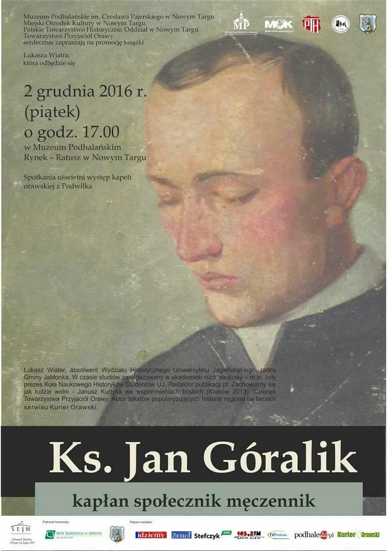 Promocja książki Łukasza Wiatra Ks. Jan Góralik kapłan społecznik męczennik