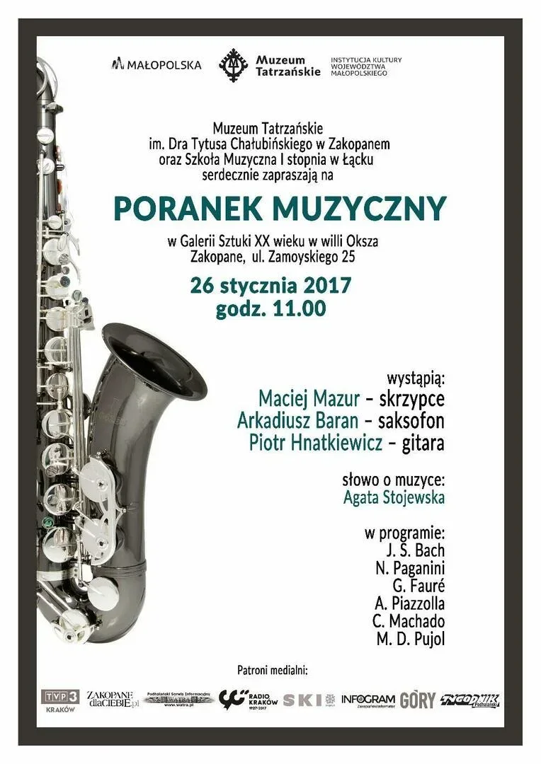 SZKOŁA MUZYCZNA W ŁĄCKU ZAPRASZA NA PORANEK MUZYCZNY W WILLI OKSZA
