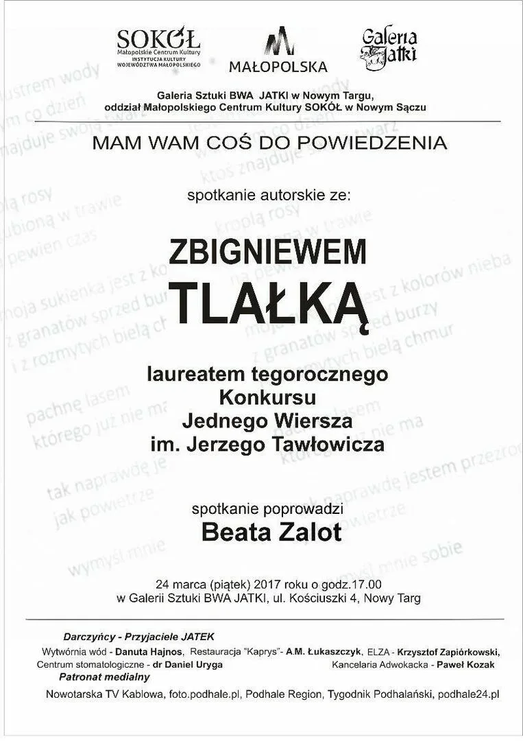 Zbigniew Tlałka - spotkanie z cyklu Mam Wam coś do powiedzenia