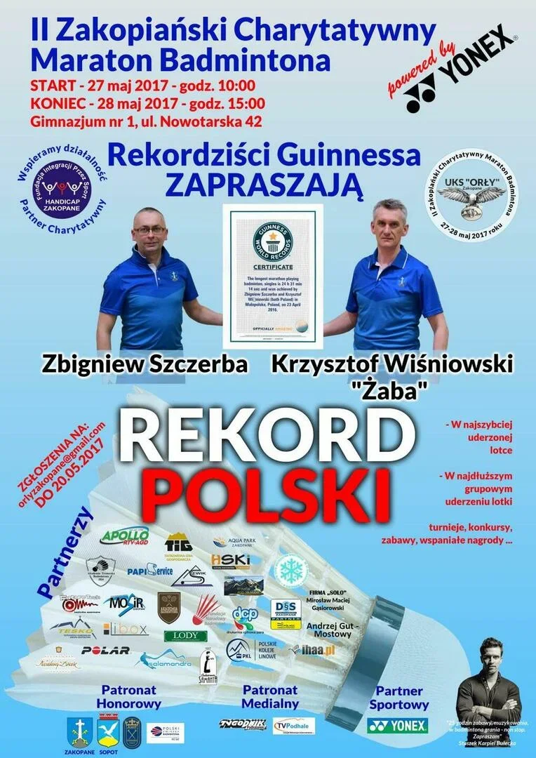 II ZAKOPIAŃSKI CHARYTATYWNY MARATON BADMINTONA