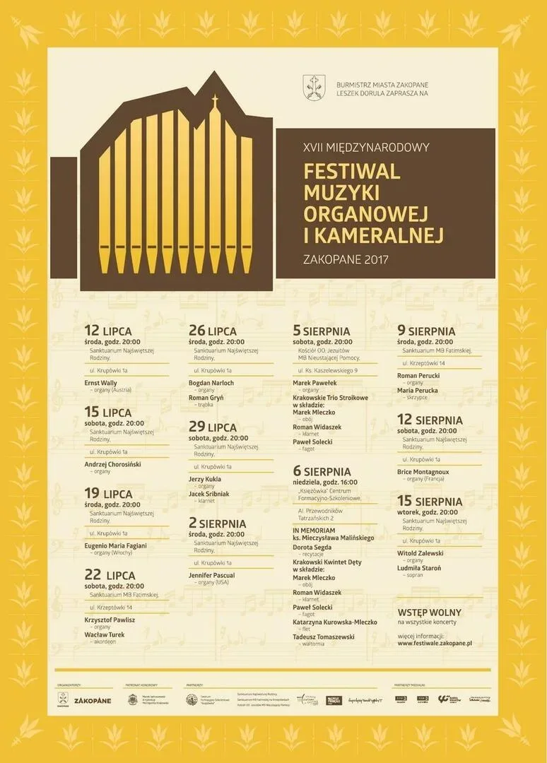 XVII Międzynarodowy Festiwal Muzyki Organowej i Kameralnej w Zakopanem