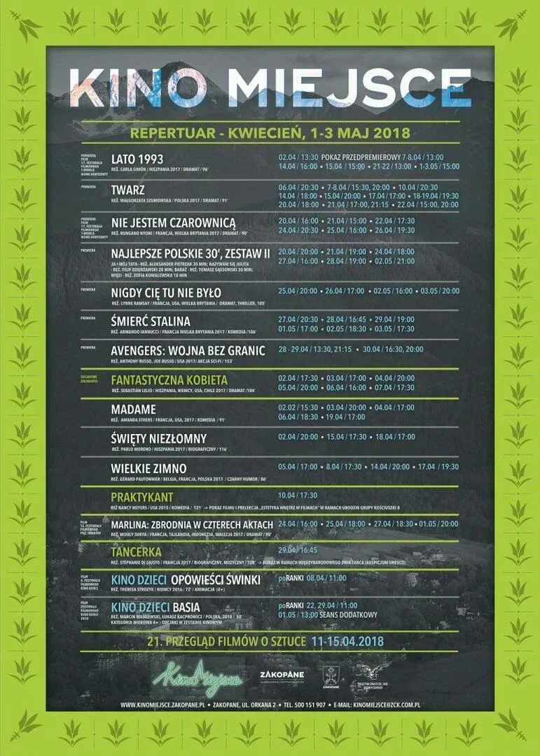 Kino Miejsce - kwiecień, 1-3/05/2018