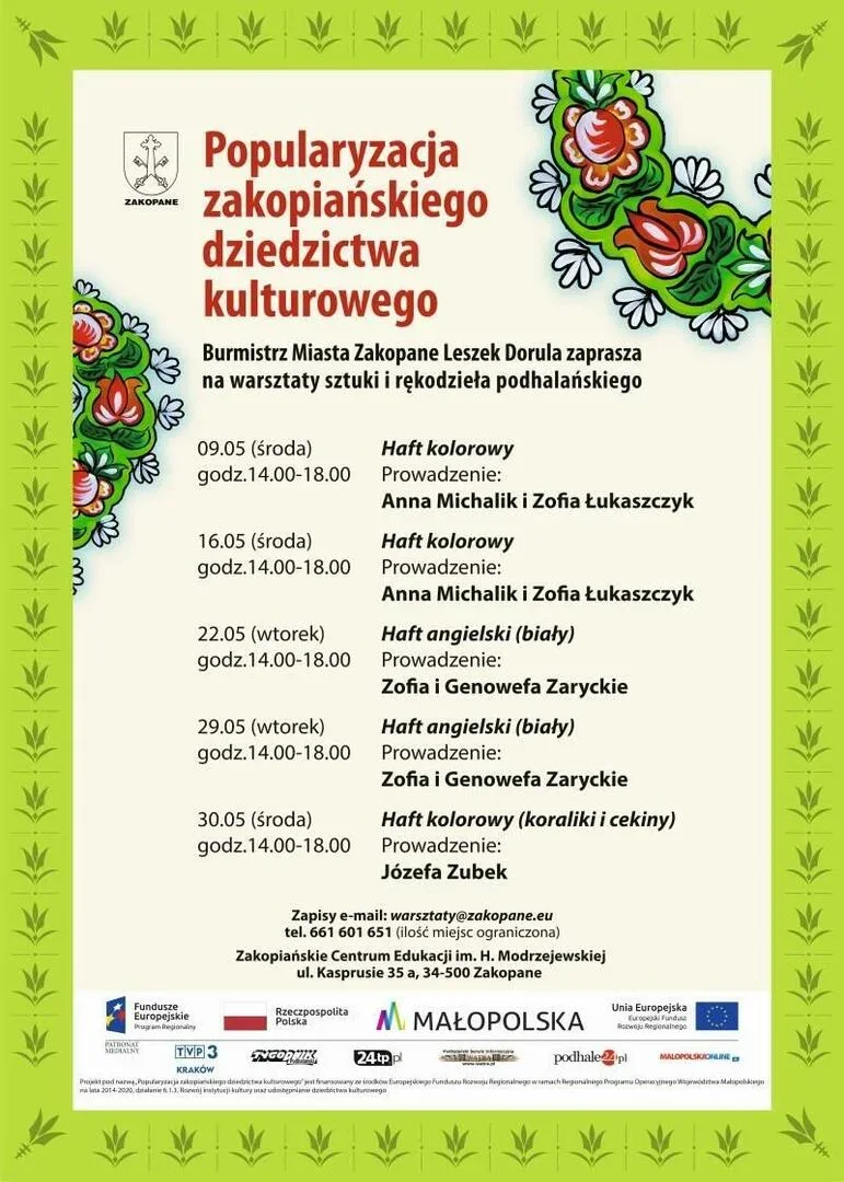 Warsztaty sztuki i rękodzieła podhalańskiego - haft