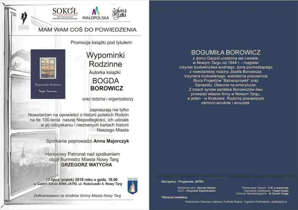 Promocja książki Bogdy Borowicz "Wypominki Rodzinne"