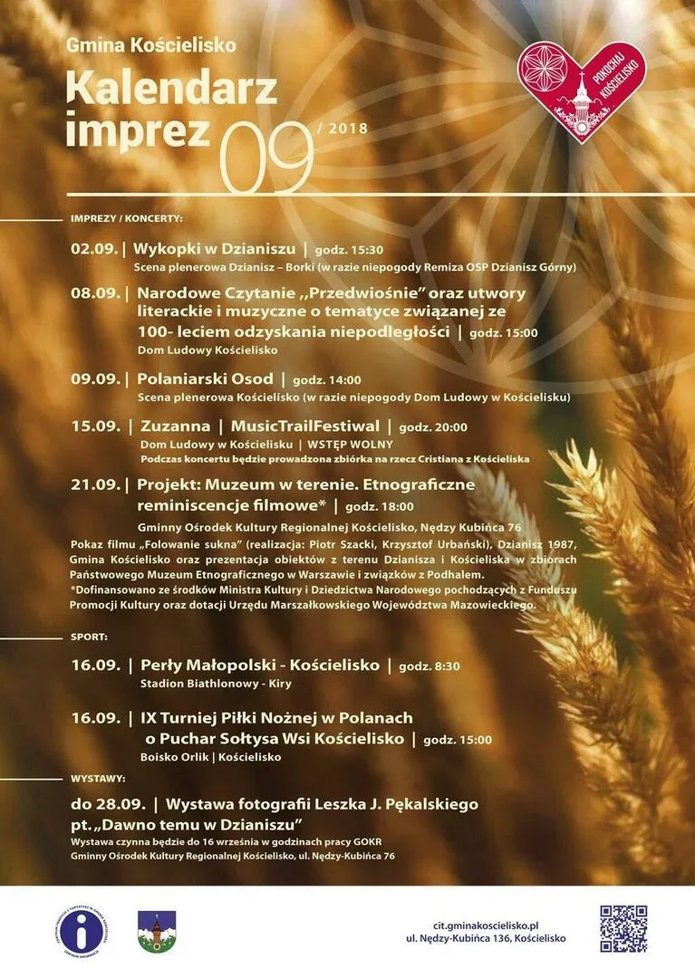 Kalendarz imprez Gminy Kościelisko 09/2018