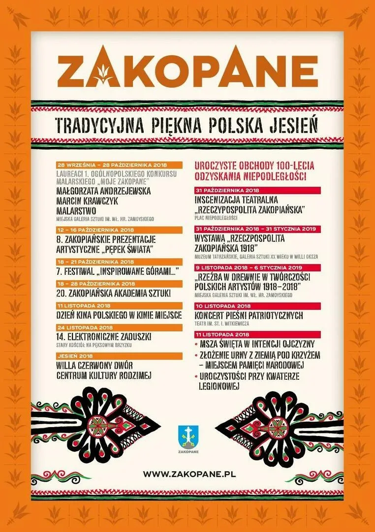 Jesienna oferta kulturalna - Zakopane 2018
