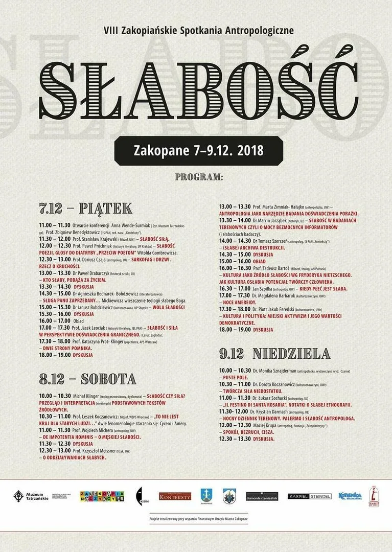 VIII ZAKOPIAŃSKIE SPOTKANIA ANTROPOLOGICZNE