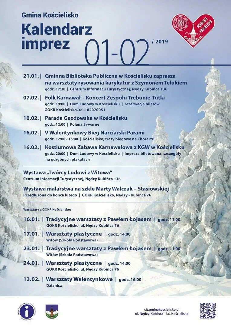 Gmina Kościelisko - Kalendarz imprez FERIE 2019