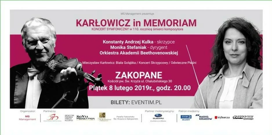 KARŁOWICZ in MEMORIAM - KONCERT SYMFONICZNY 8 LUTEGO 2019 w ZAKOPANEM
