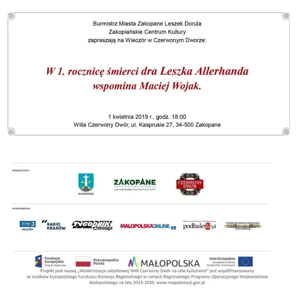 Wieczór w Czerwonym Dworze - W 1. rocznicę śmierci dra Leszka Allerhanda