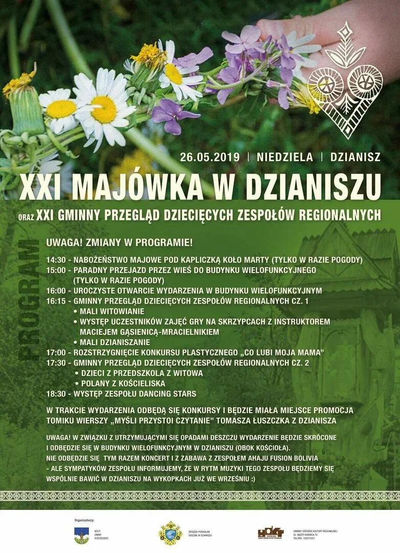 XXI Majówka w Dzianiszu oraz XXI Gminny Przegląd Dziecięcych Zespołów Regionalnych