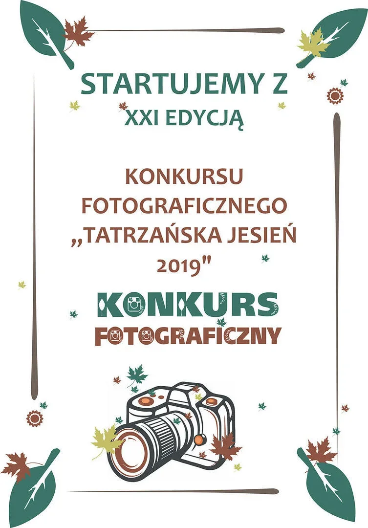 ZAPRASZAMY DO UDZIAŁU W XXI EDYCJI KONKURSU FOTOGRAFICZNEGO „TATRZAŃSKA JESIEŃ 2019”