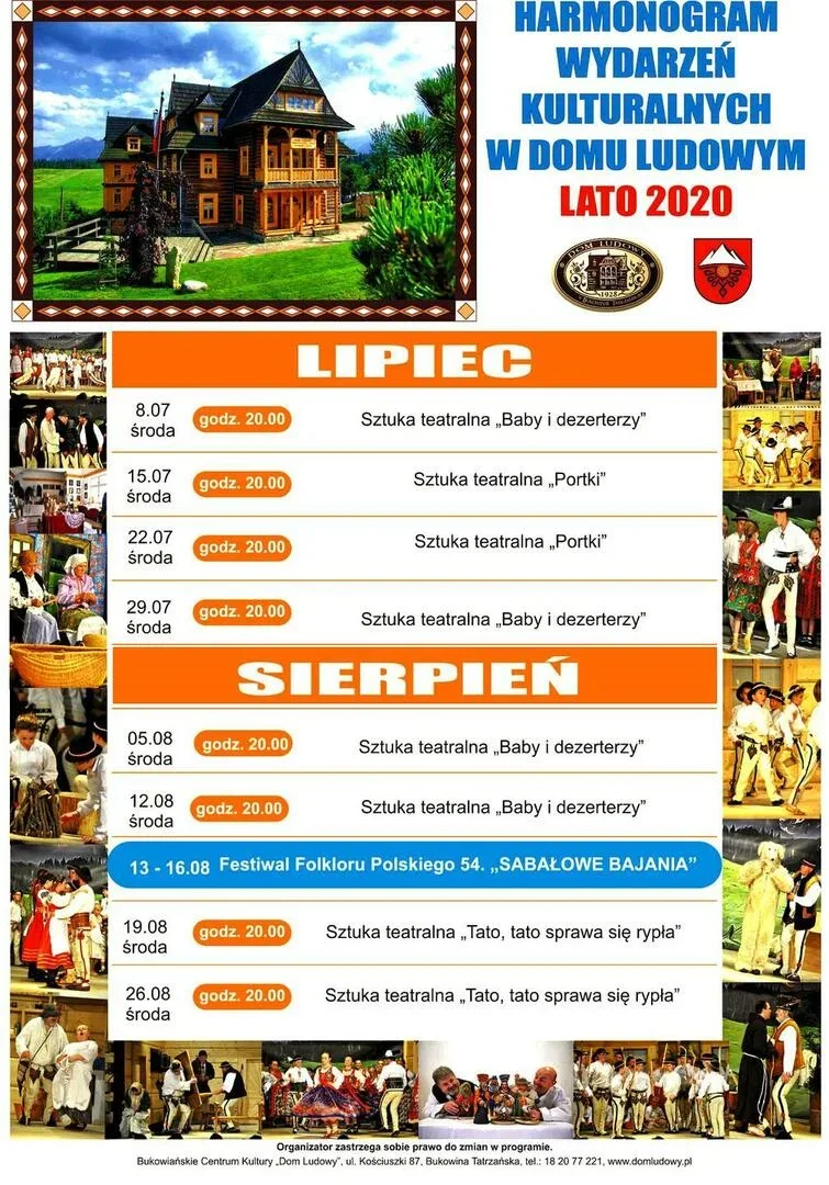 LATO 2020 w Domu Ludowym w Bukowinie Tatrzańskiej