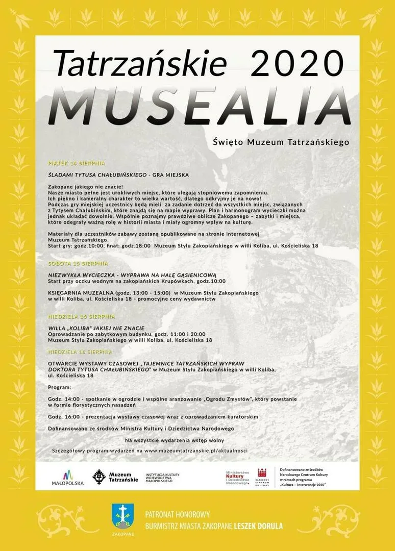 TATRZAŃSKIE MUSEALIA 2020 – ŚWIĘTO MUZEUM TATRZAŃSKIEGO