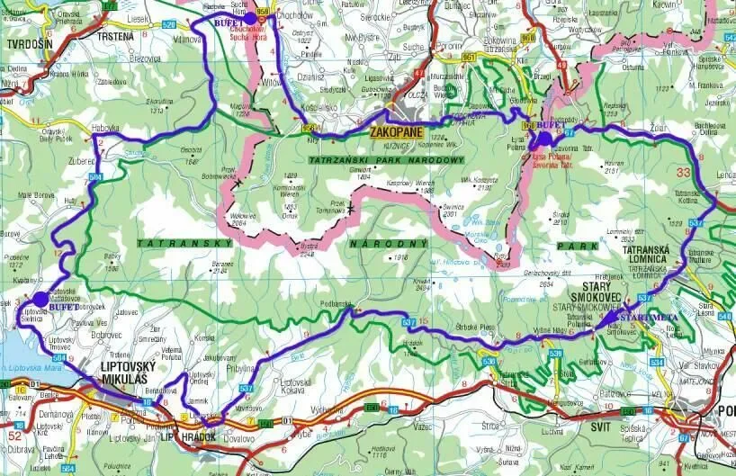 OKOLO VYSOKÝCH TATIER - 212km