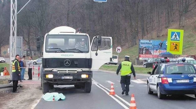 Rowerzysta wjechał pod ciężarówkę