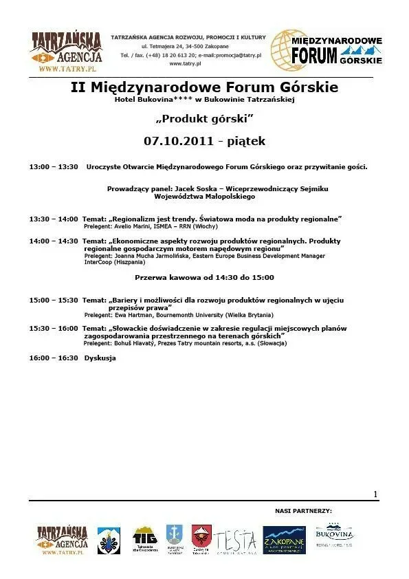 Bukowina Tatrzańska: II Międzynarodowe Forum Górskie