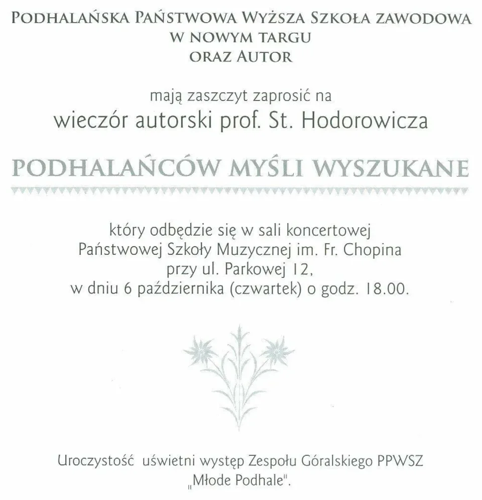 Wieczór autorski prof. dr hab. Stanisława Hodorowicza