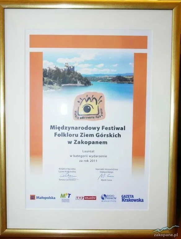Międzynarodowy Festiwal Folkloru Ziem Górskich laureatem Plebiscytu "Wielkie Odkrywanie Małopol