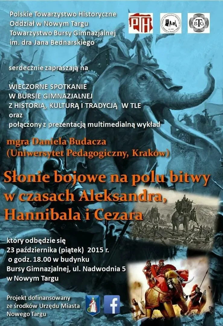 Słonie bojowe - wykład Daniela Budacza w w Bursie Gimnazjalnej